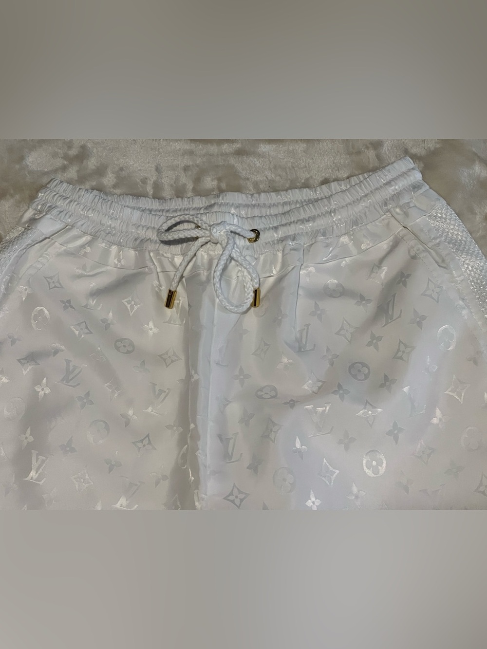 NWOT LOUIS VUITTON 🤍 WHITE NYLON JOGGER SWEATPANT/HOODED ZIP JACKET SET Women L - Picture 5 of 15